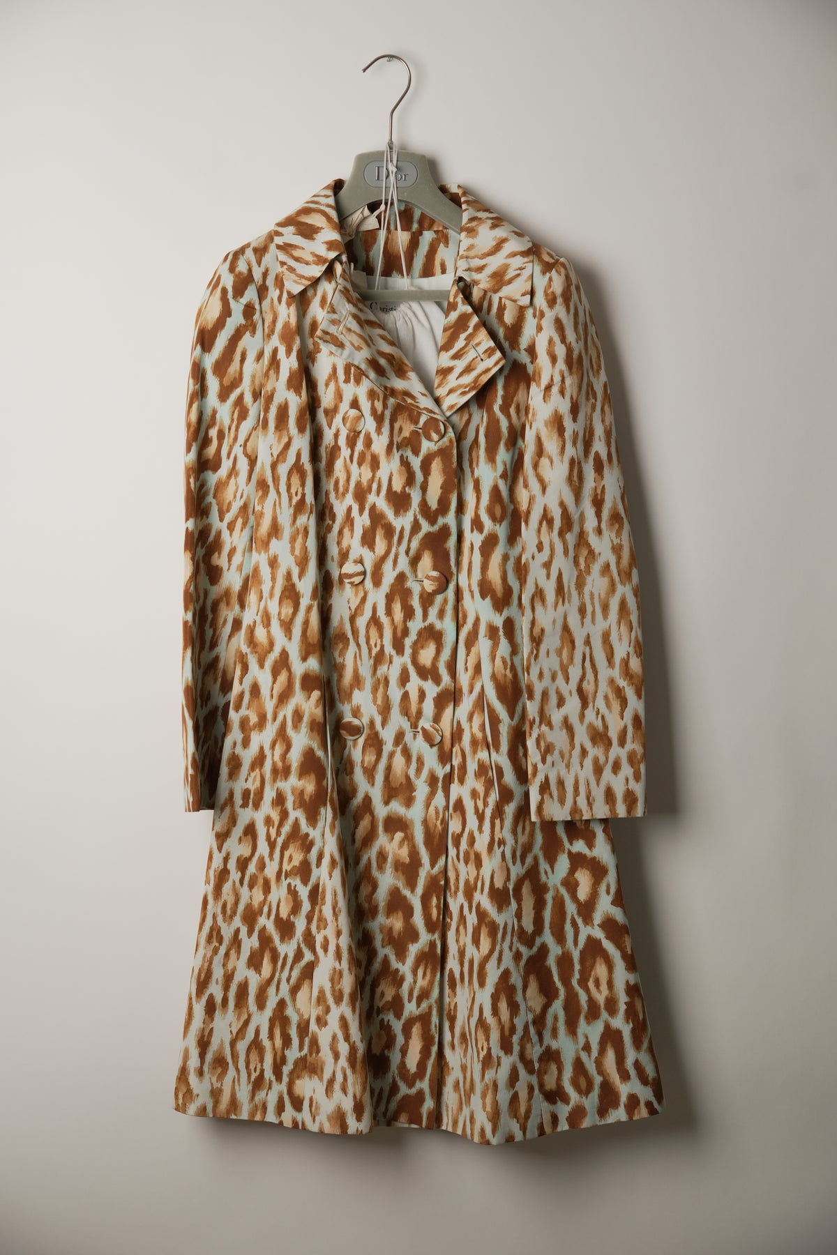 Christian Dior Leopard Silk Long Sleeve Double Breasted Coat