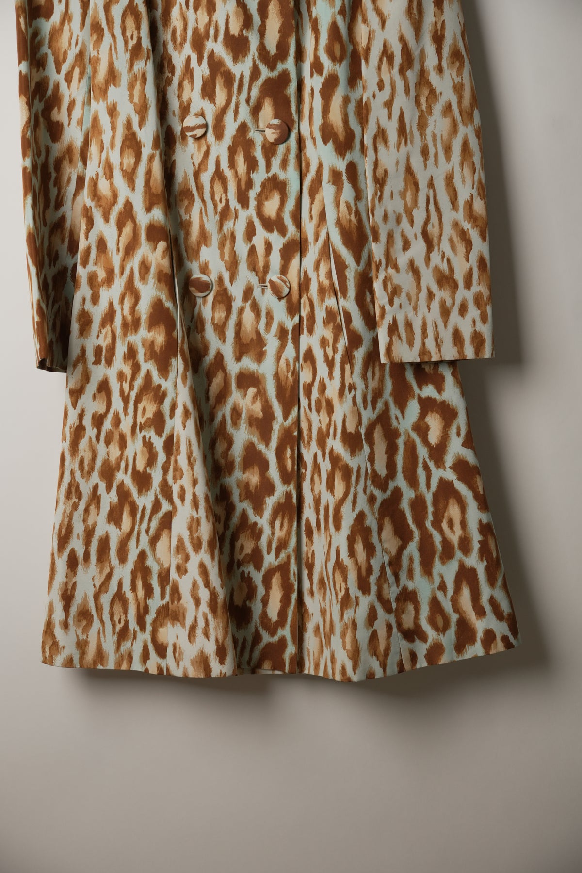 Christian Dior Leopard Silk Long Sleeve Double Breasted Coat