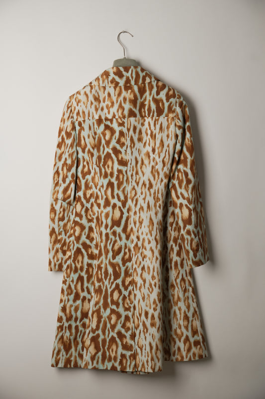 Christian Dior Leopard Silk Long Sleeve Double Breasted Coat