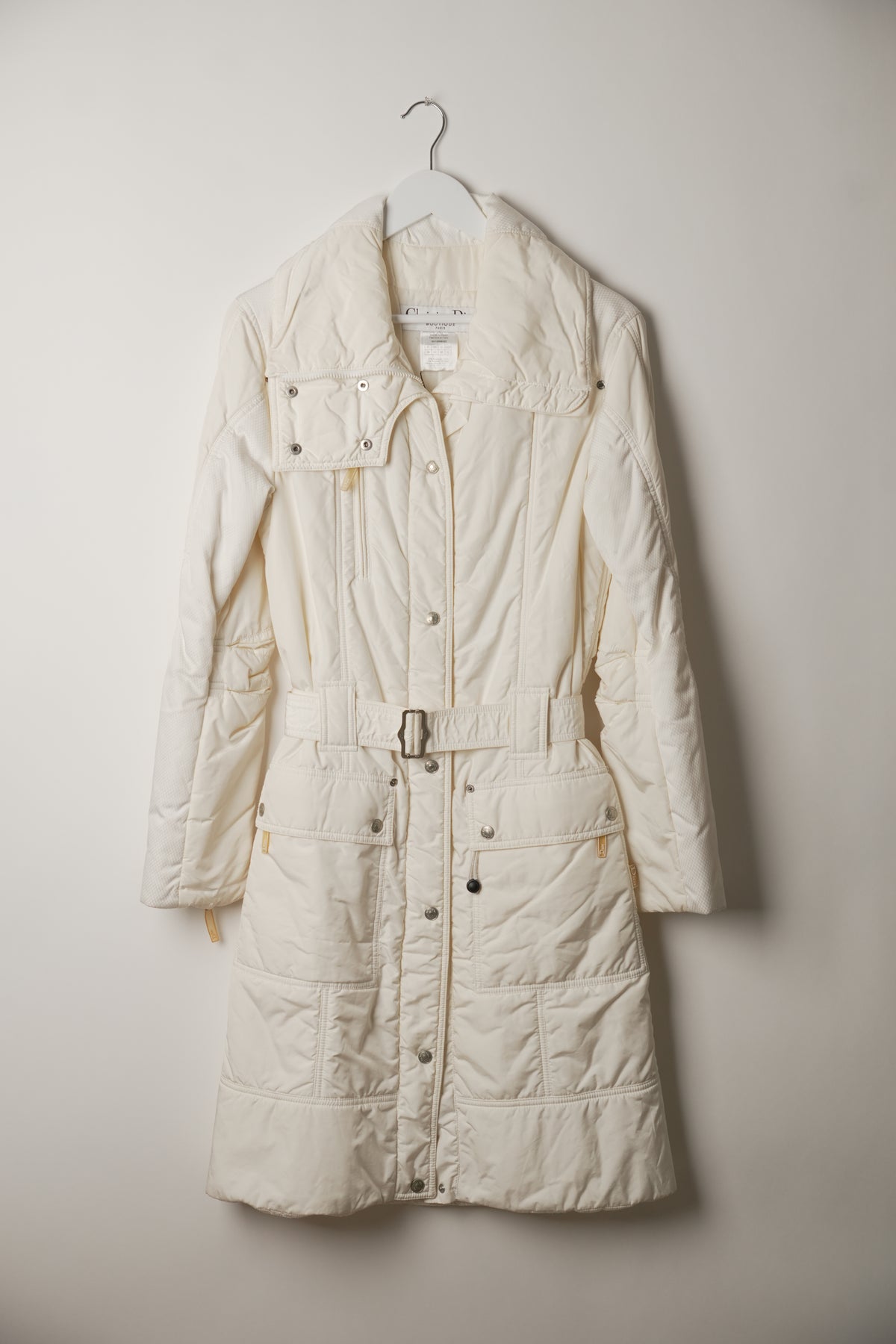 Christian Dior Puffer Snap Button Longline Down Coat with Belt