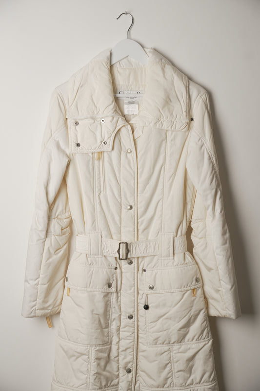 Christian Dior Puffer Snap Button Longline Down Coat with Belt
