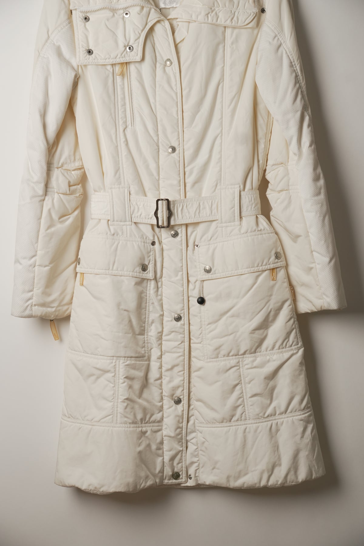 Christian Dior Puffer Snap Button Longline Down Coat with Belt