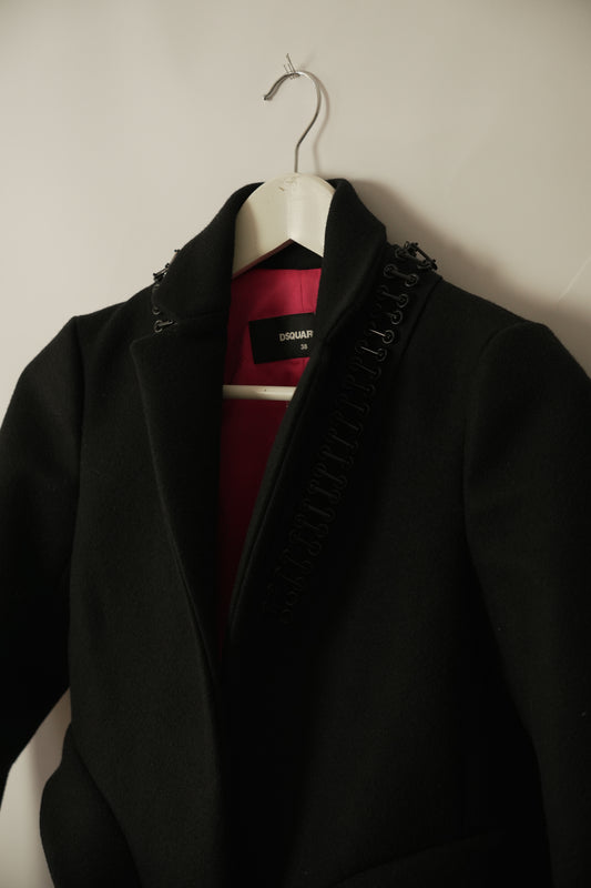 Dsquared2 Black Safety Pin Collar Jacket