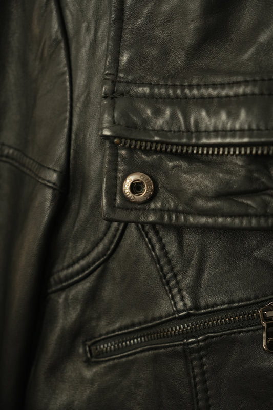 Guess Funnel Neck Leather Jacket