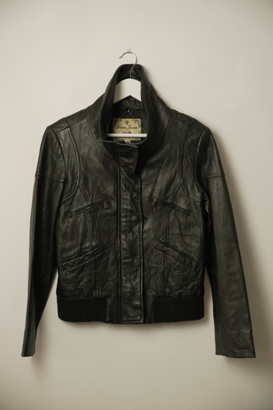 Guess Funnel Neck Leather Jacket