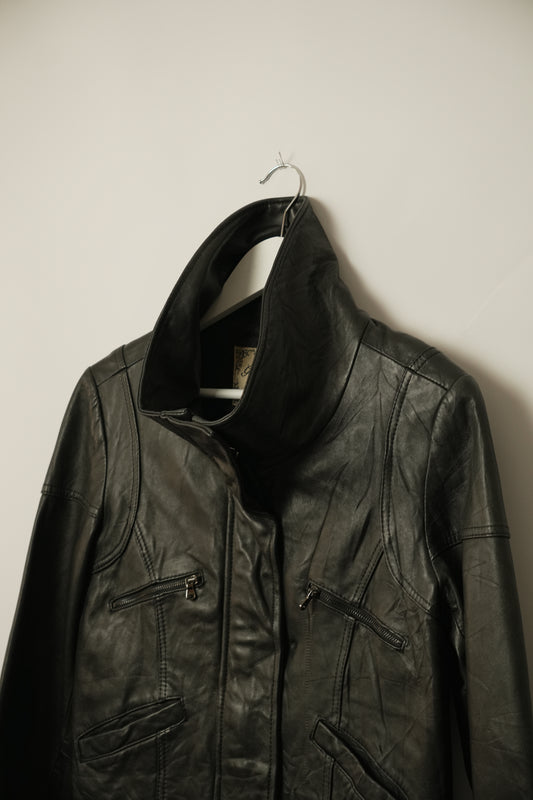 Guess Funnel Neck Leather Jacket