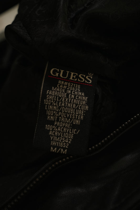 Guess Funnel Neck Leather Jacket