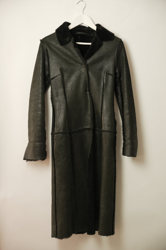 Dolce & Gabbana Sheepskin Mouton Shearling Longline Coat