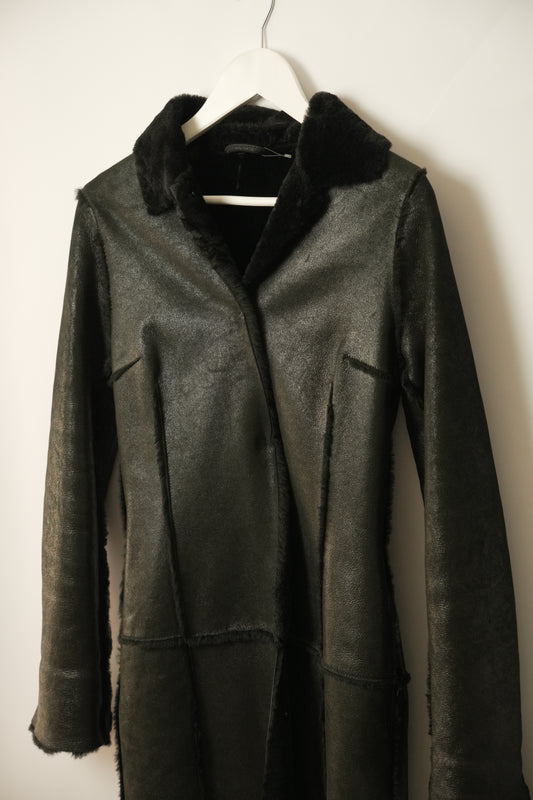Dolce & Gabbana Sheepskin Mouton Shearling Longline Coat