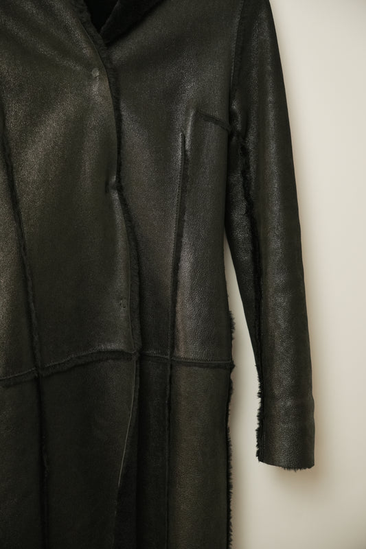 Dolce & Gabbana Sheepskin Mouton Shearling Longline Coat