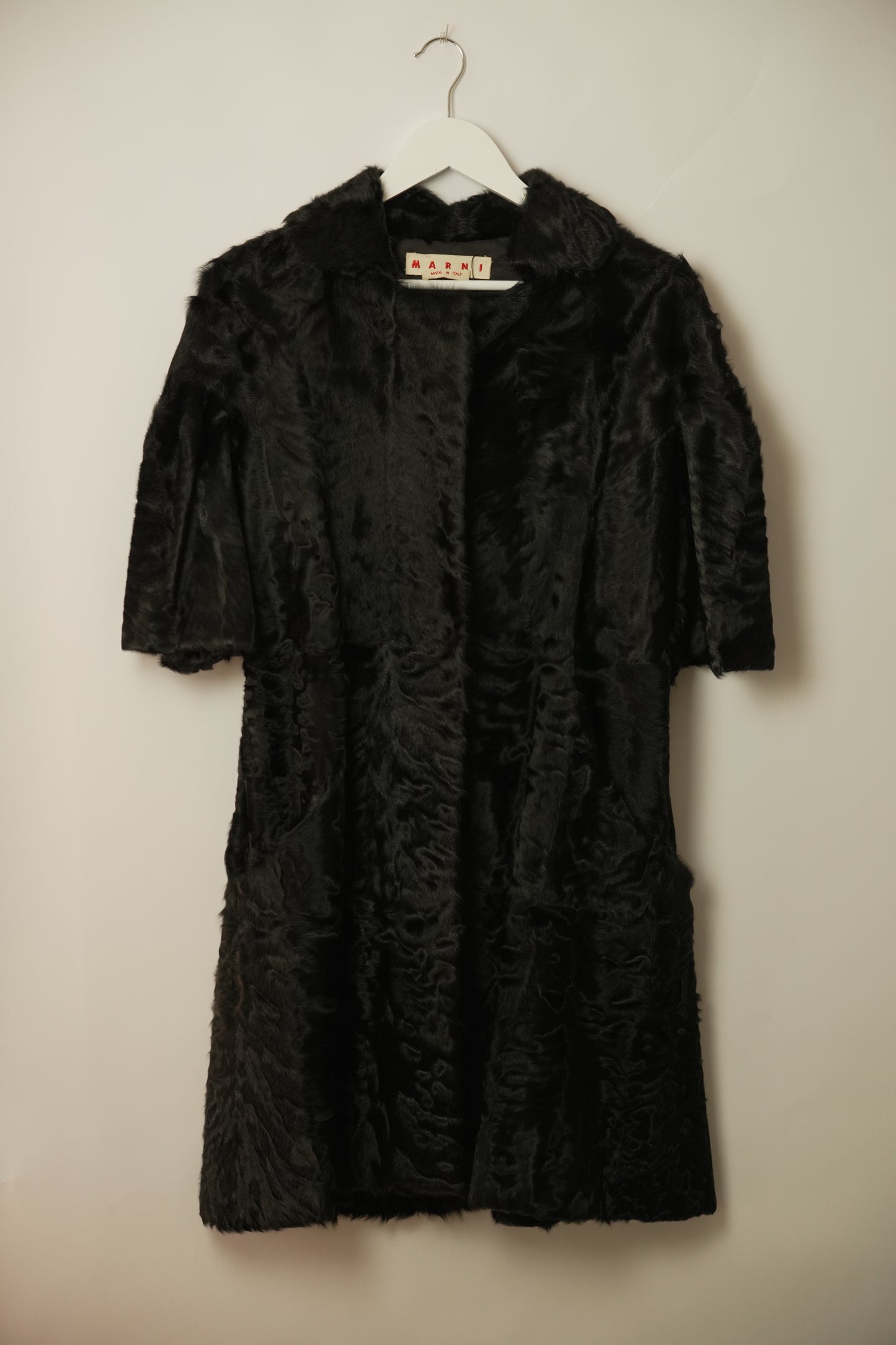 Marni 3/4 Sleeve Lamb Skin Fur Leather Coat