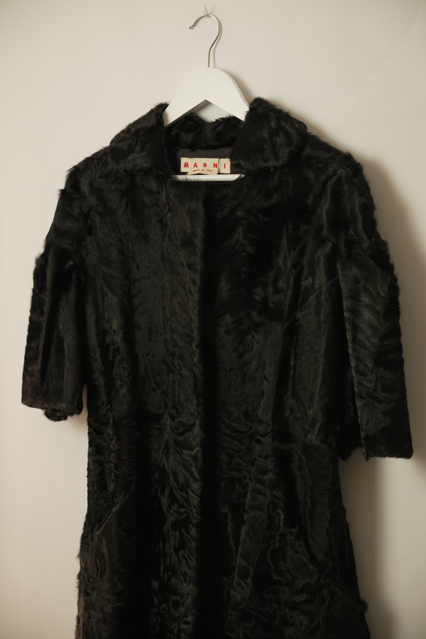 Marni 3/4 Sleeve Lamb Skin Fur Leather Coat
