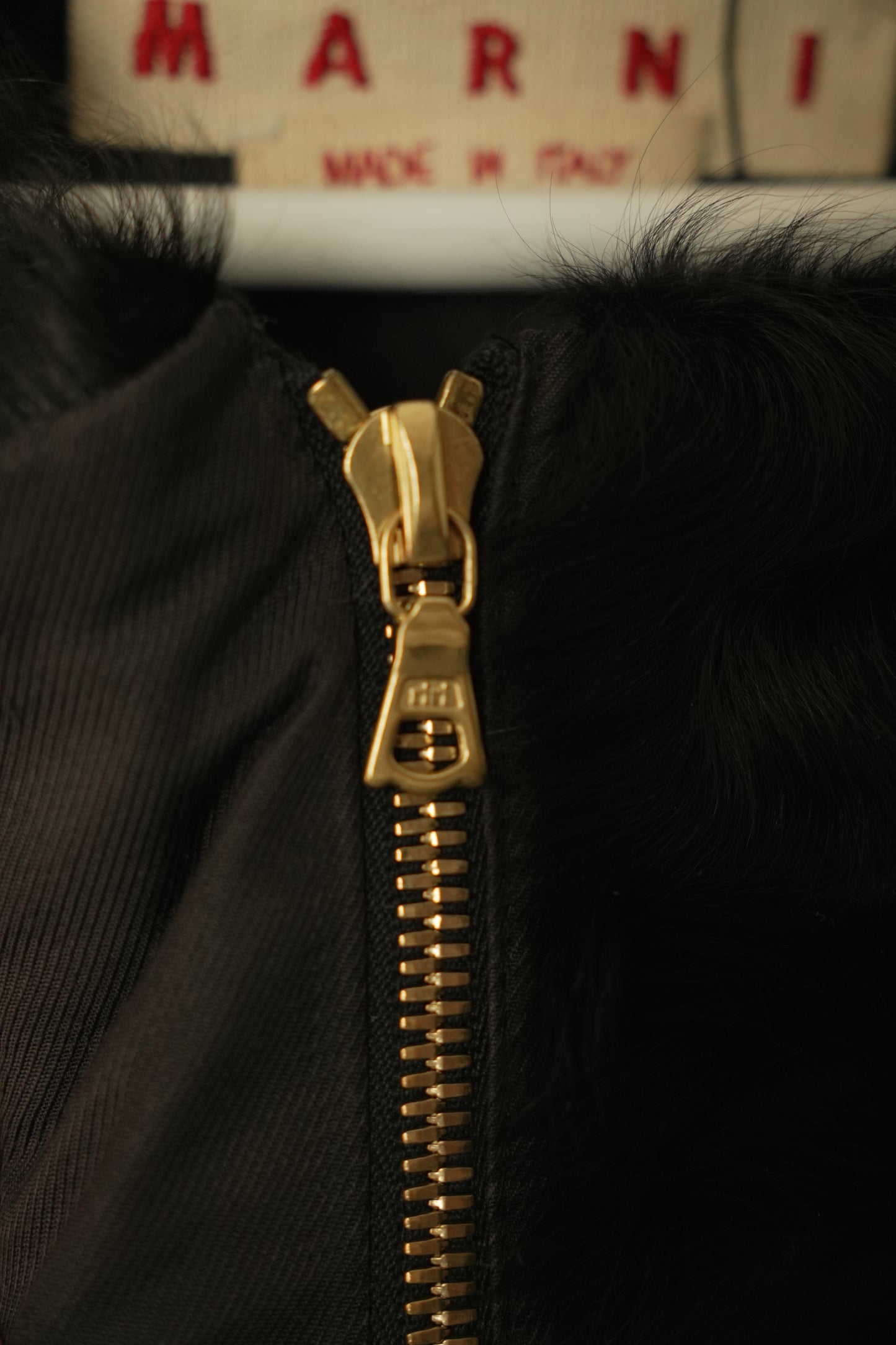 Marni 3/4 Sleeve Lamb Skin Fur Leather Coat
