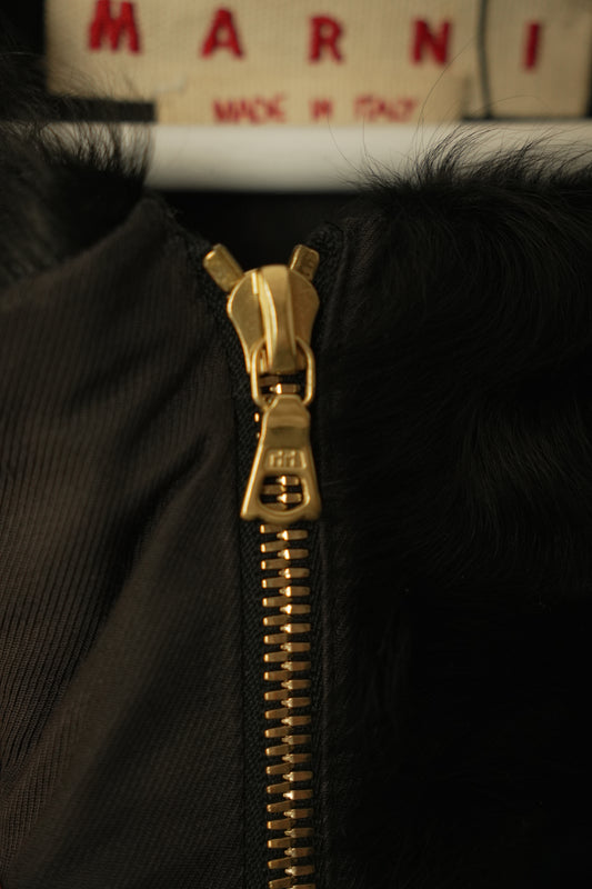 Marni 3/4 Sleeve Lamb Skin Fur Leather Coat