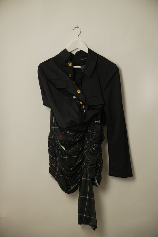 Comme des Garcons AW 2005 Blazer Tartan Ruched Dress