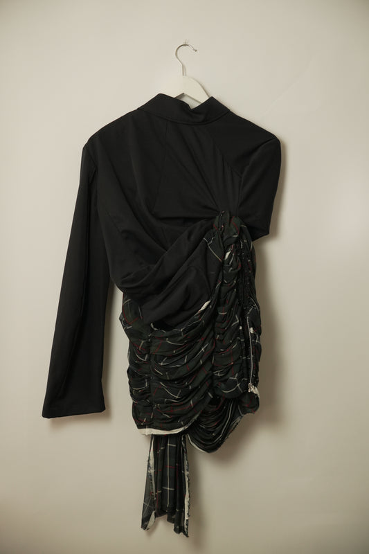 Comme des Garcons AW 2005 Blazer Tartan Ruched Dress