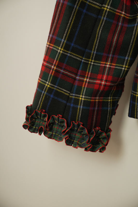 Givenchy Plaid Tartan Collarless Button Down Blazer