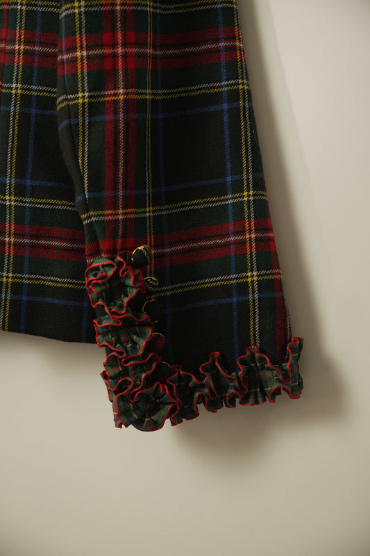 Givenchy Plaid Tartan Collarless Button Down Blazer