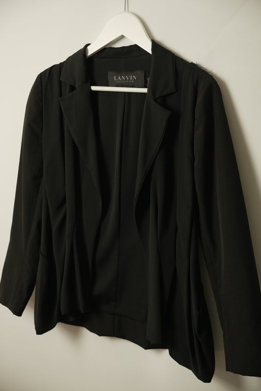Lanvin Silk Layered Pleated Blazer