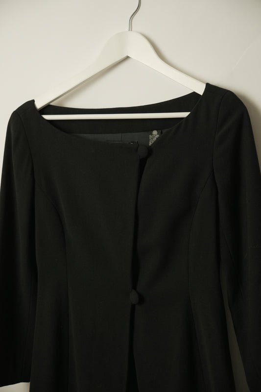 DKNY Black Boat Neck Single Button Assymetrical Blazer