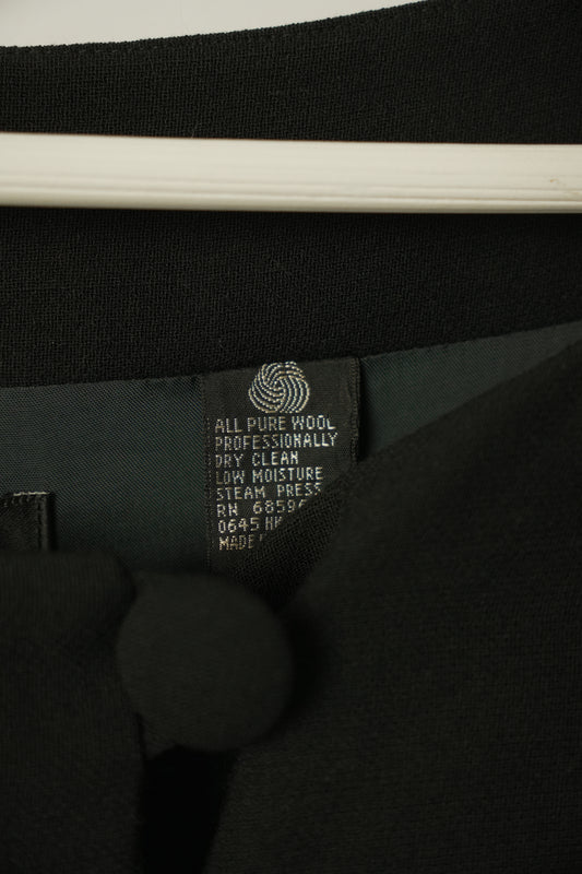 DKNY Black Boat Neck Single Button Assymetrical Blazer