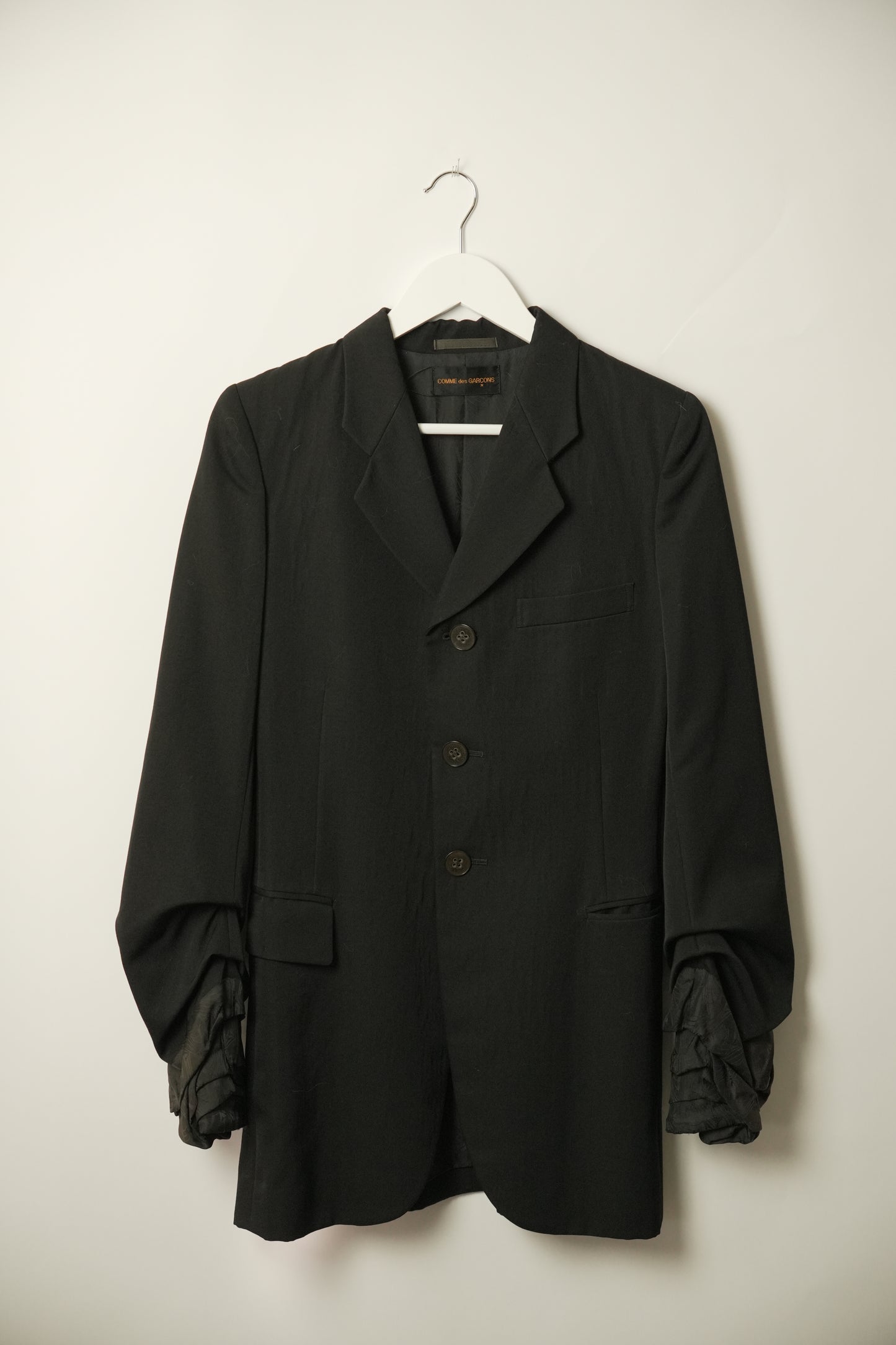 Comme Des Garcons Long Line Single Breasted Blazer w Inside Out Cuffs