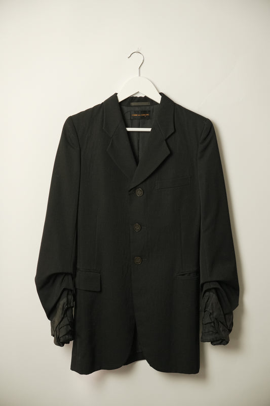 Comme Des Garcons Long Line Single Breasted Blazer w Inside Out Cuffs