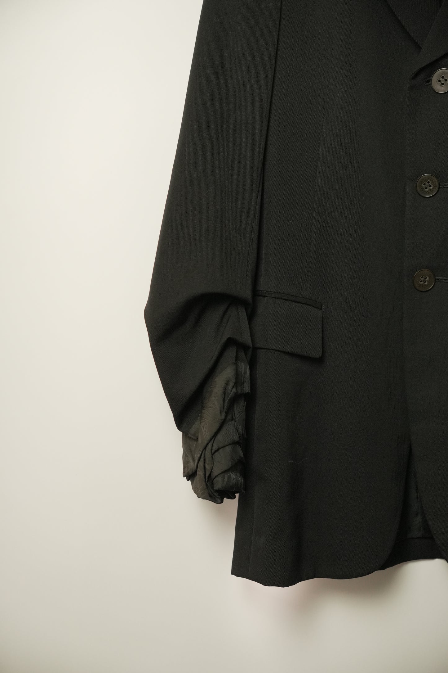 Comme Des Garcons Long Line Single Breasted Blazer w Inside Out Cuffs