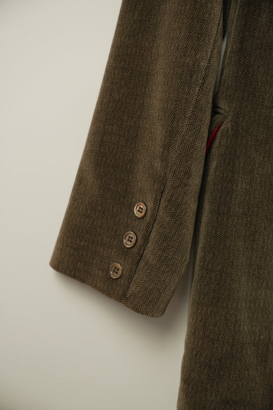 Joseph Cotton Large Lapel Herringbone Coat