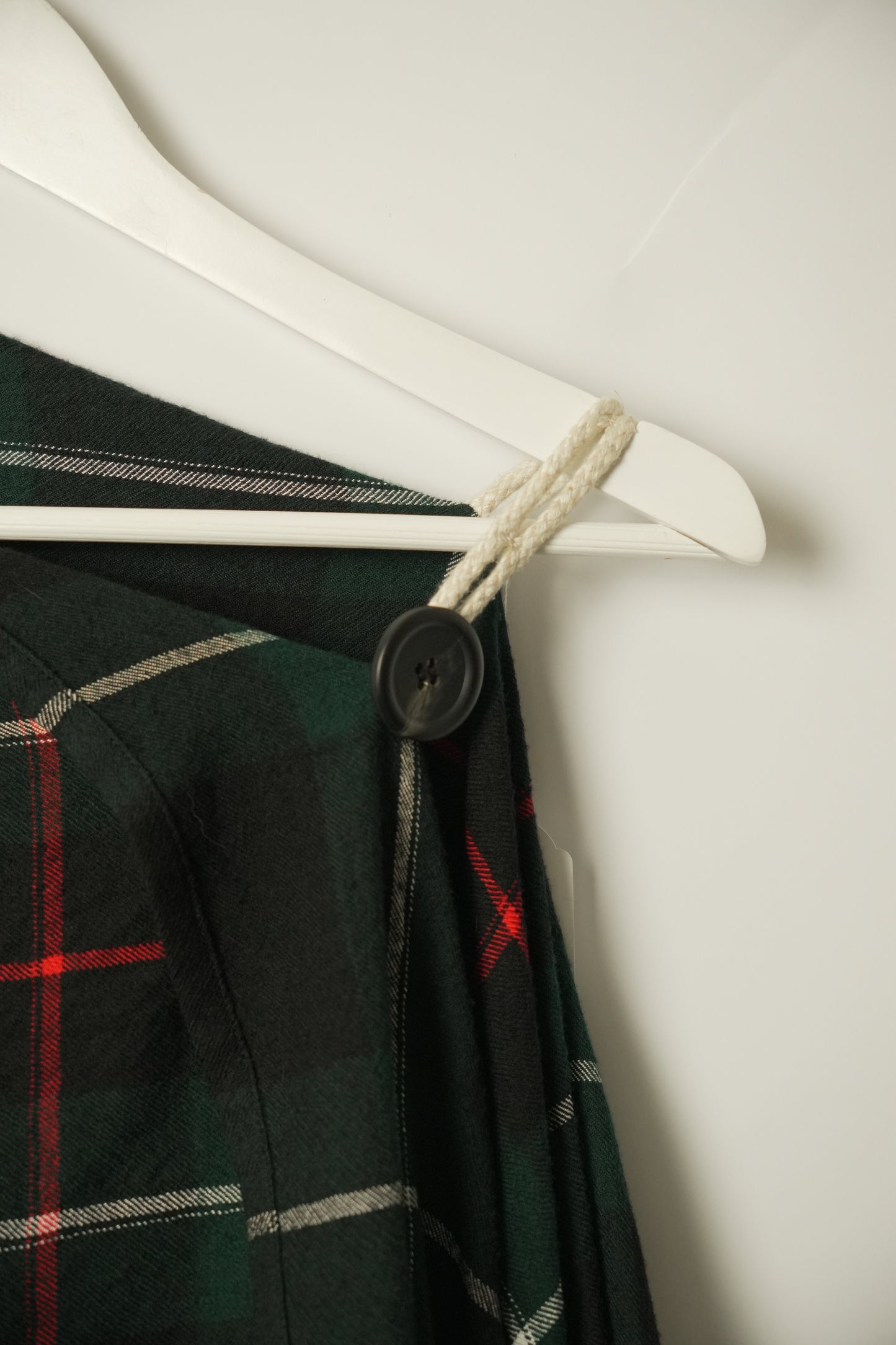Y's Wool Tartan Check fringe blanket flare sleeve poncho top