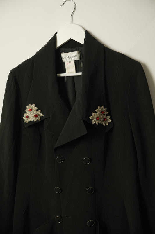 Karl Lagerfield Blazer Dress w Brooch Collar