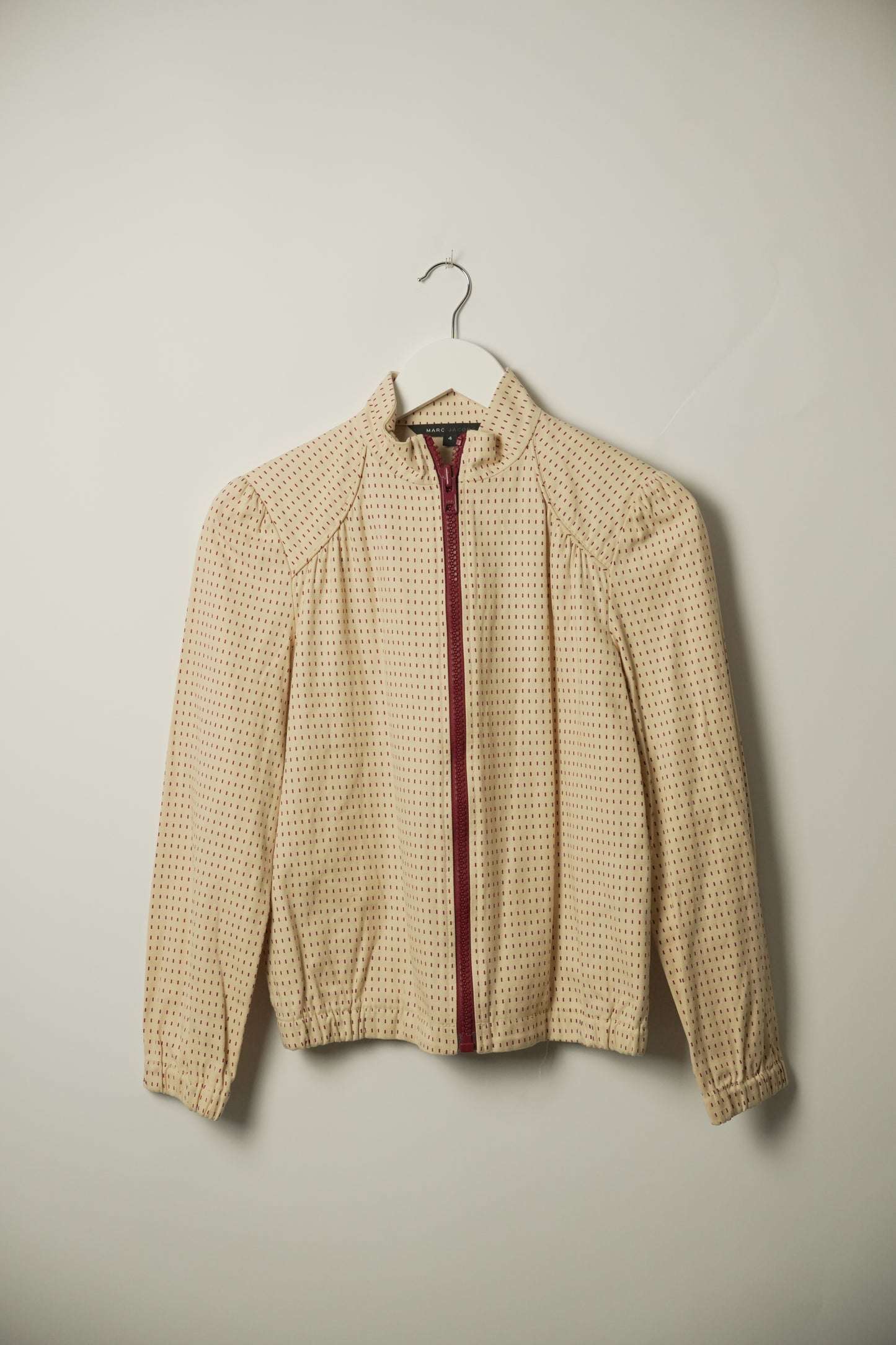 Marc Jacobs w Maroon Zipper Mock Neck Red Dot Light Jacket