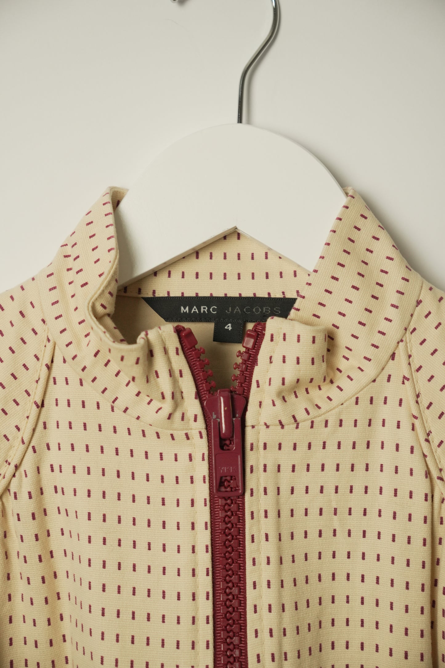 Marc Jacobs w Maroon Zipper Mock Neck Red Dot Light Jacket