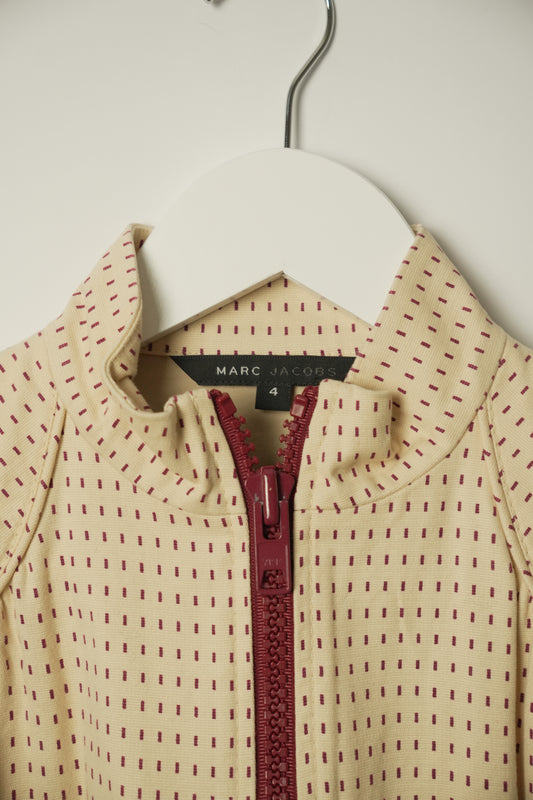 Marc Jacobs w Maroon Zipper Mock Neck Red Dot Light Jacket