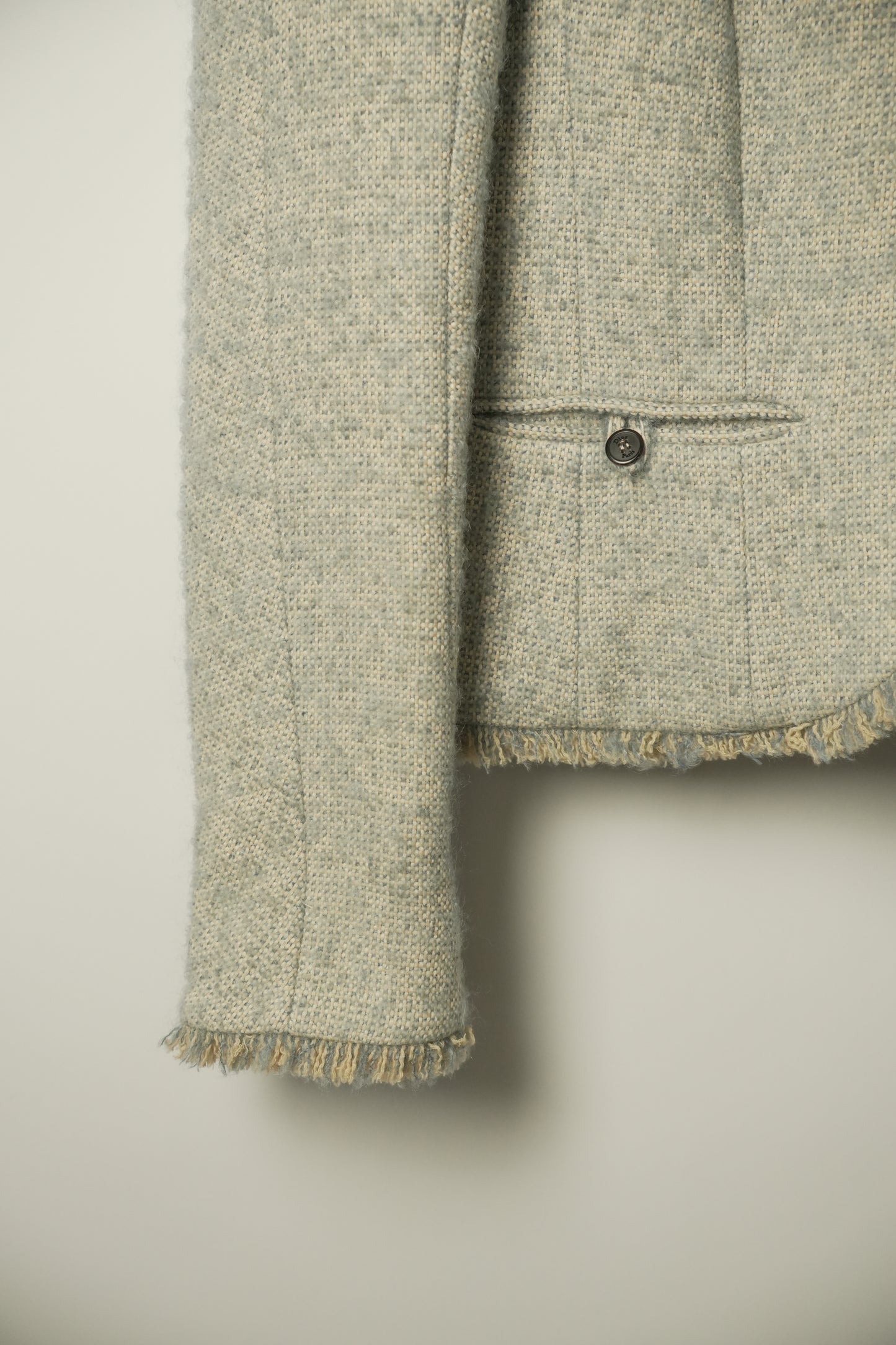 Christian Dior Blue Felt Wool Mock Neck Fringe Collar