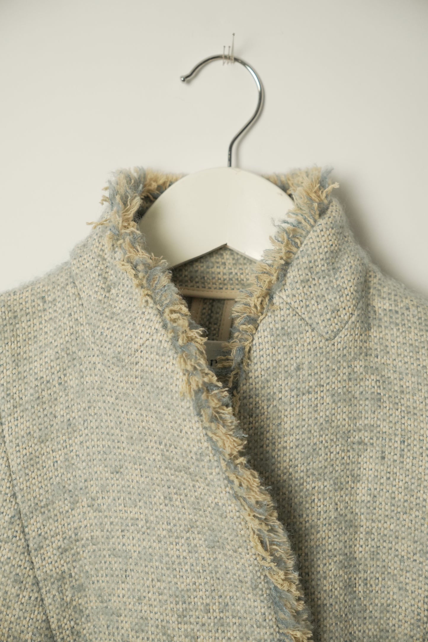 Christian Dior Blue Felt Wool Mock Neck Fringe Collar