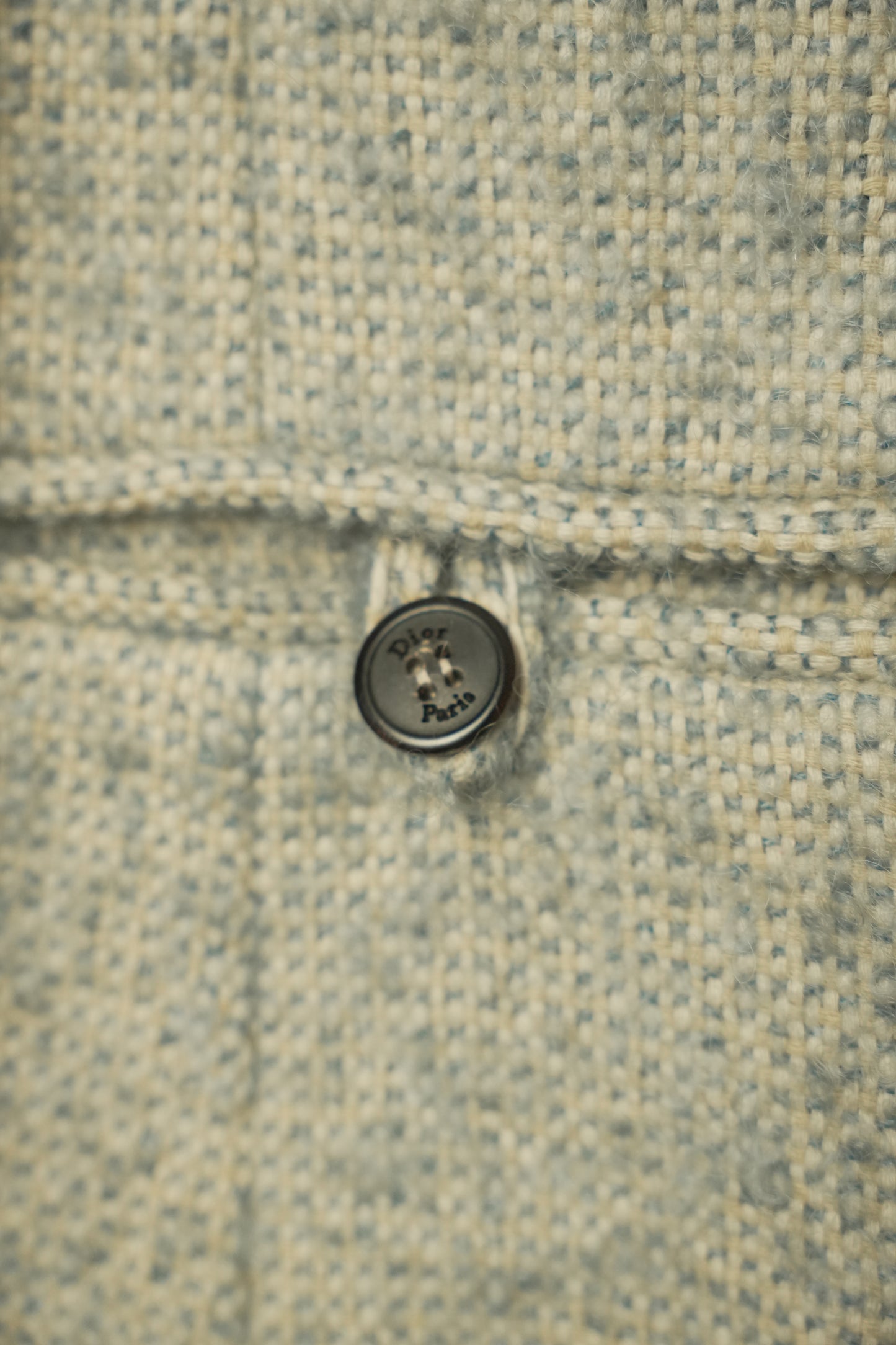 Christian Dior Blue Felt Wool Mock Neck Fringe Collar