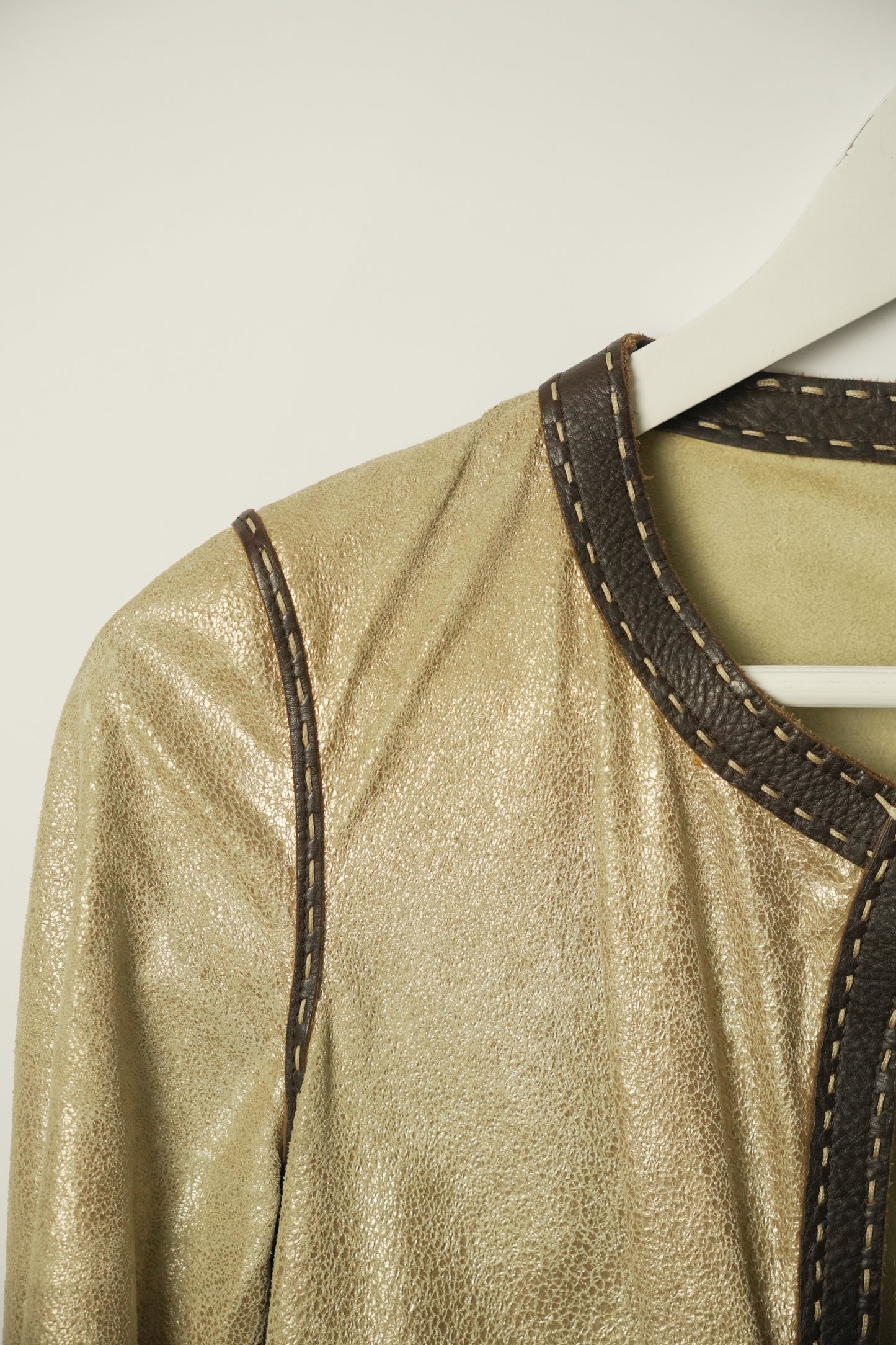 Fendi Gold Leather W Ties Jacket