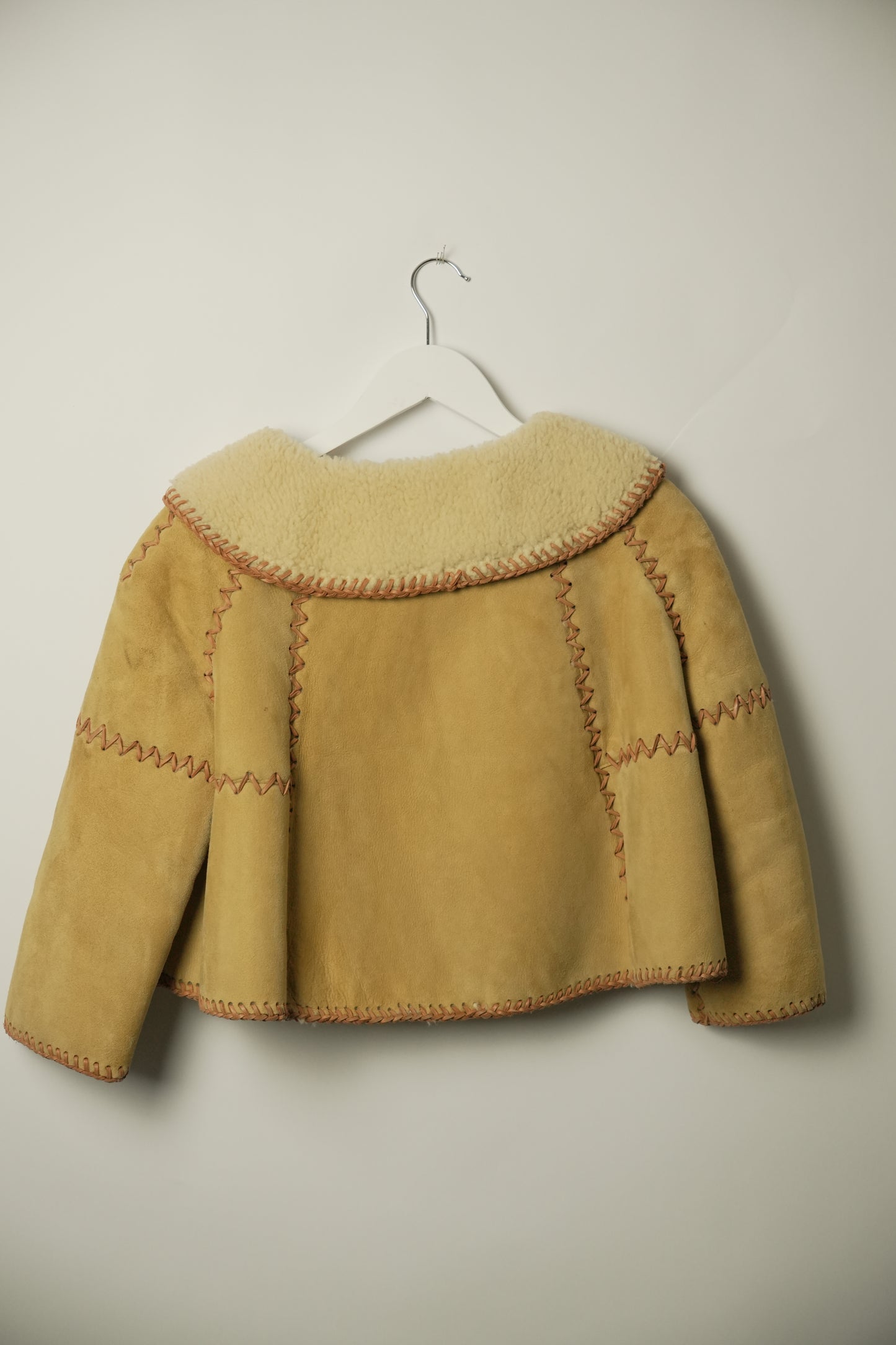 DSQUARED2 Suede Leather Cropped 3/4 Sleeve Shearling Jacket