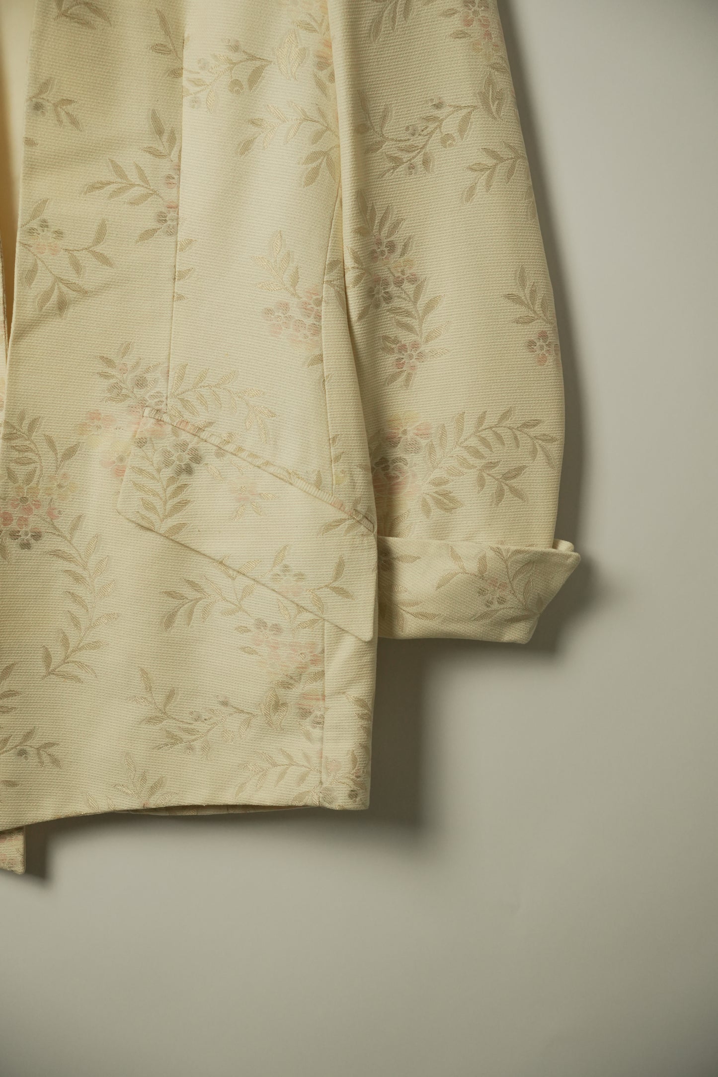 Salvatore Ferragamo Metallic Floral Cream Coat Blazer