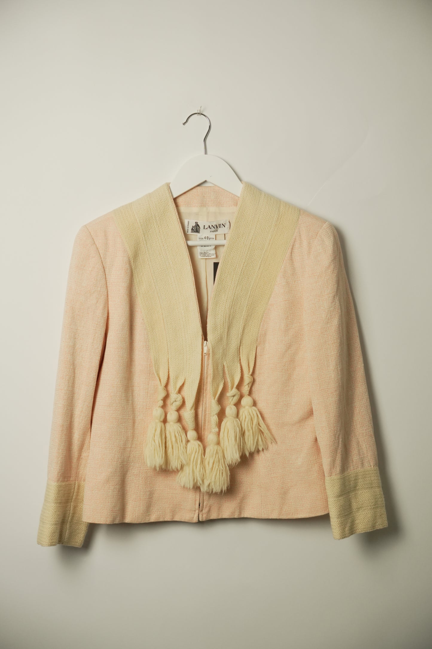 Lanvin Pink Gold Fringe Shawl Collar Blazer