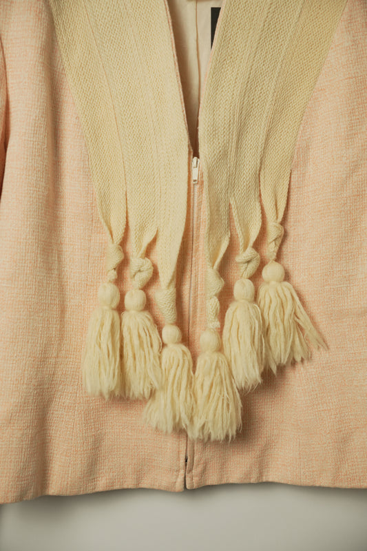 Lanvin Pink Gold Fringe Shawl Collar Blazer