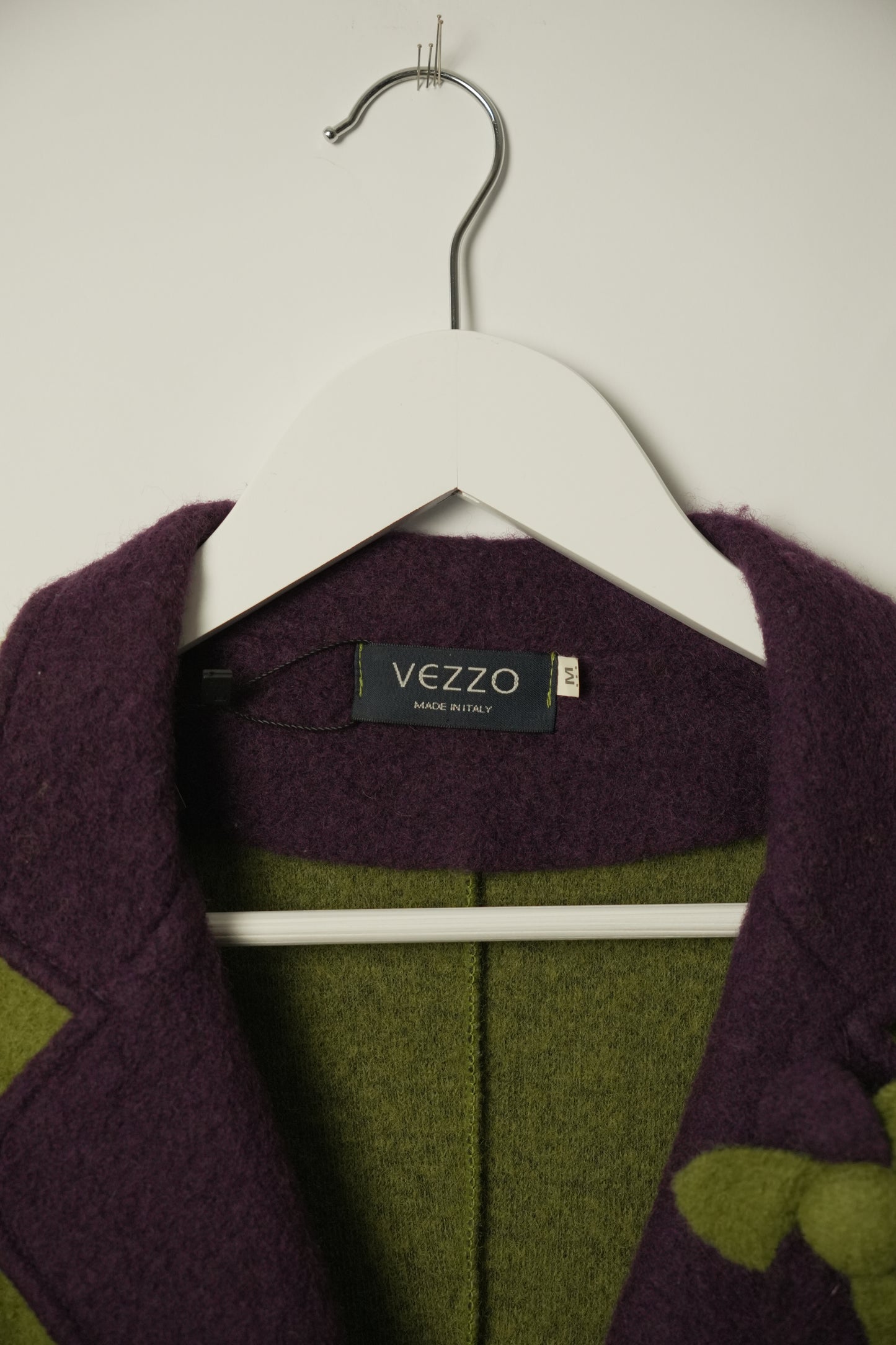Vezzo Italian Made Two Tone Green Purple w Corsage Wool Blazer
