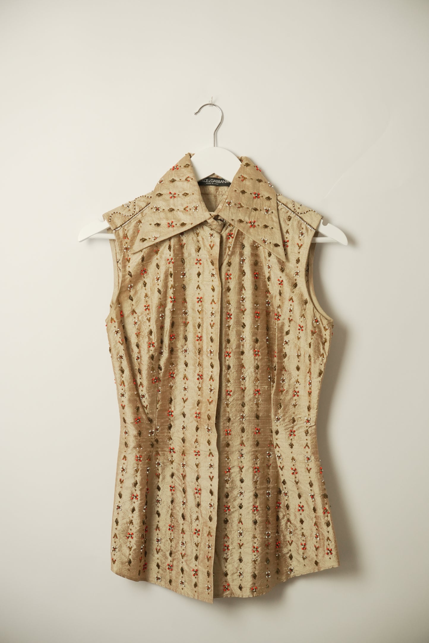Dolce & Gabbana Beaded Point Collar Sless Blouse Vest