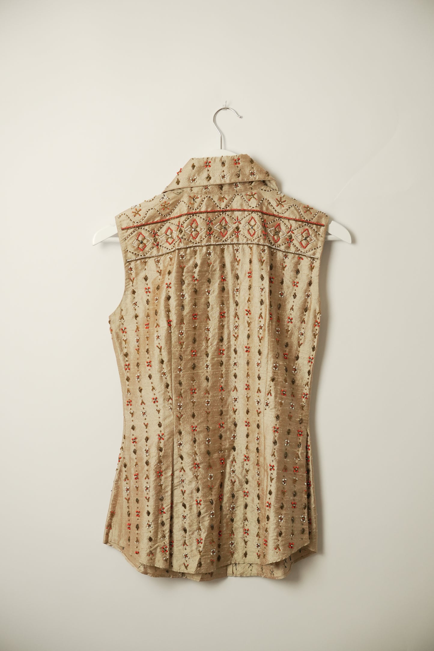 Dolce & Gabbana Beaded Point Collar Sless Blouse Vest