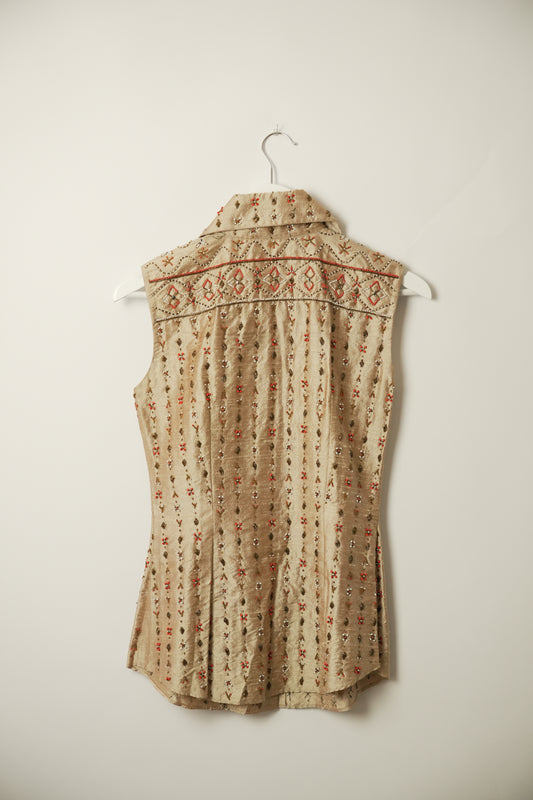 Dolce & Gabbana Beaded Point Collar Sless Blouse Vest