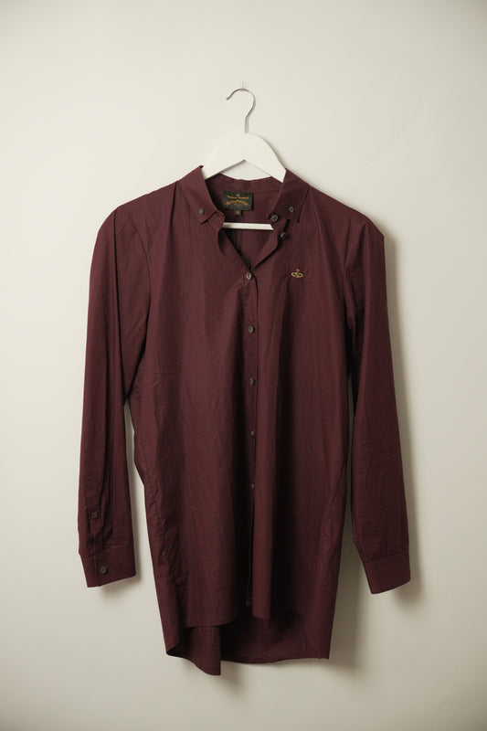 Vivienne Westwood Burgundy Logo LS Button Down Blouse