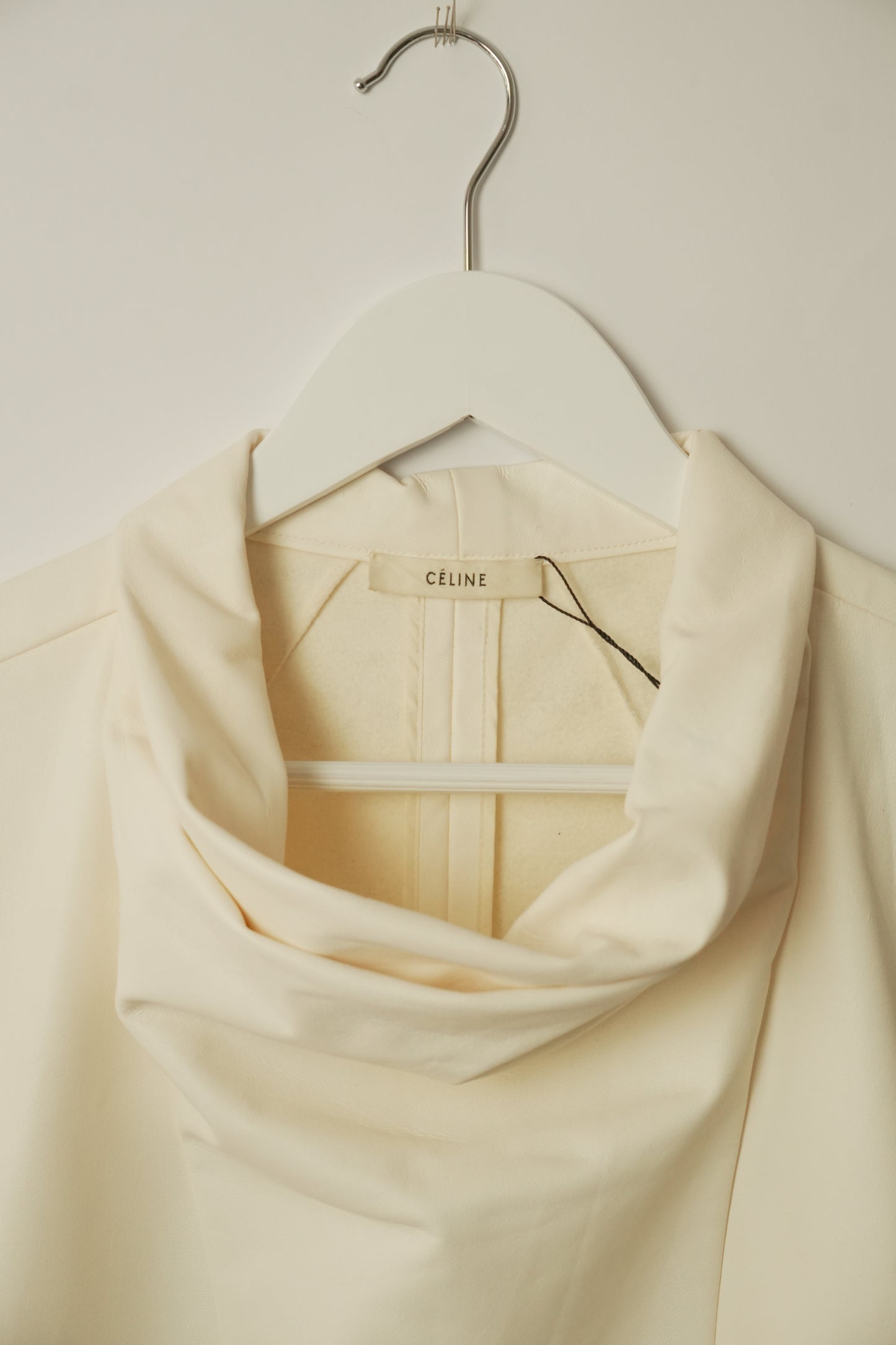 Celine Faux Leather Mock Neck Sless Top