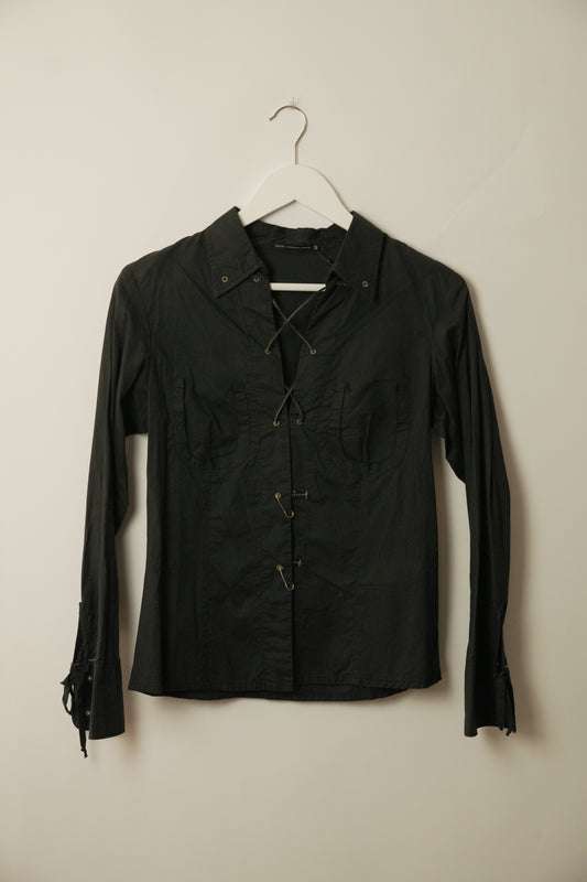 Marithe Francois Girbaud Safety Pin Lace-Up Shirt