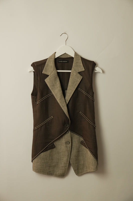 Hiroko Koshino Layered Brown Vest